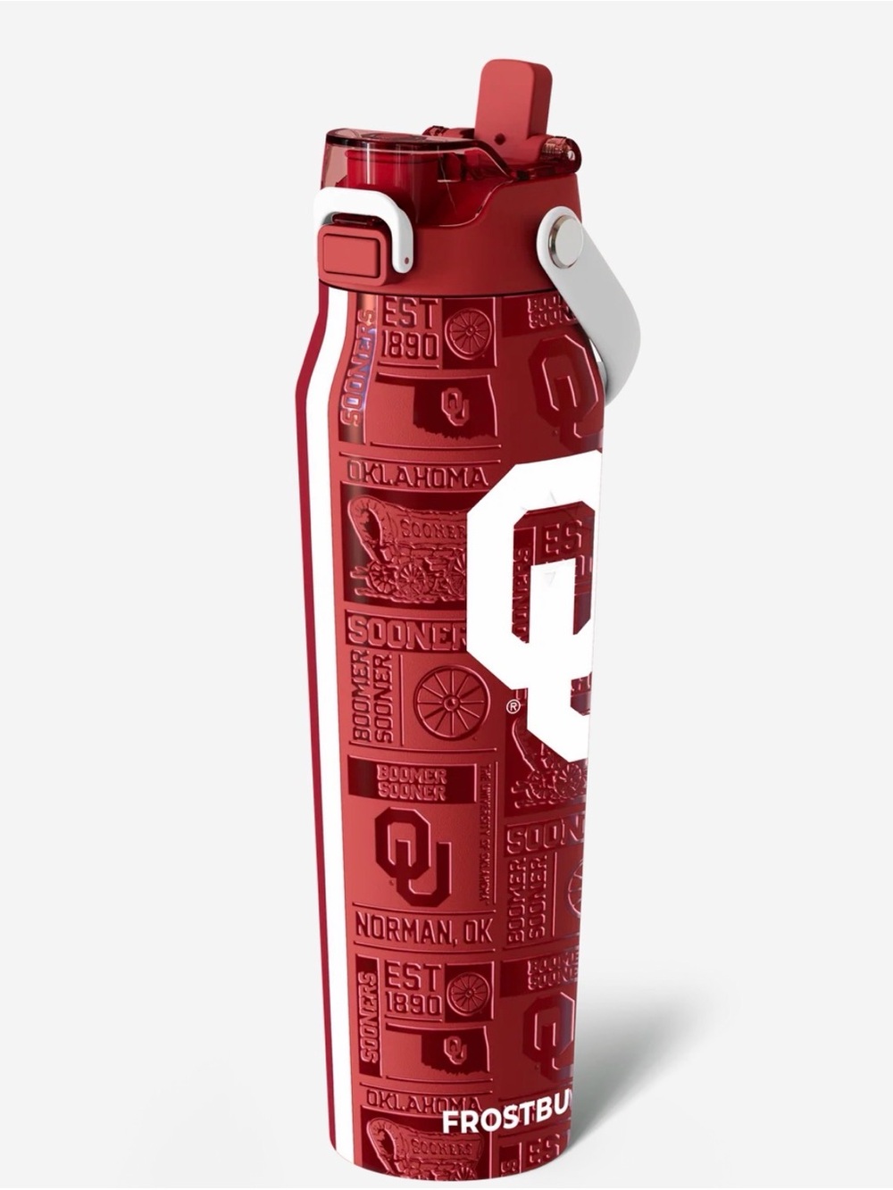 NWOT: FrostBuddy Oklahoma Sooners Heritage Red Stainless Water Bottle